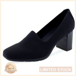 Chunky Stacked Heel Pumps Square Toe Minimal Chic Classic Work Wear